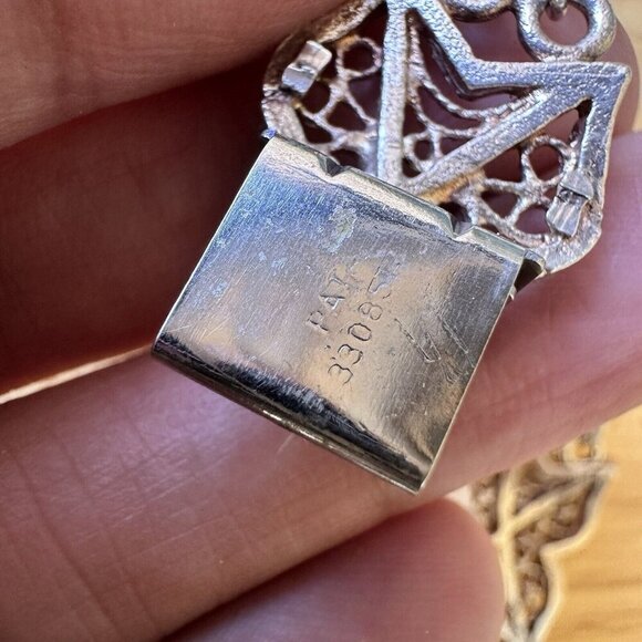 VTG‎ Art Deco Sterling Silver Filigree Panel Link Bracelet 6.25 Ornate 21.9 g - Picture 8 of 9